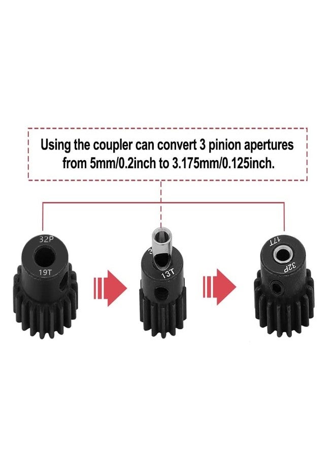 GLOBACT 5 Pcs Steel 3.175mm to 5mm Pinion Gear Adapter Drive Shaft Adapter Reducer Sleeve Motor Axle Change-Over for RC Motor 3650 550 540 Brushed/Brushless Pinion Gears Shaft Adapter - Image 3